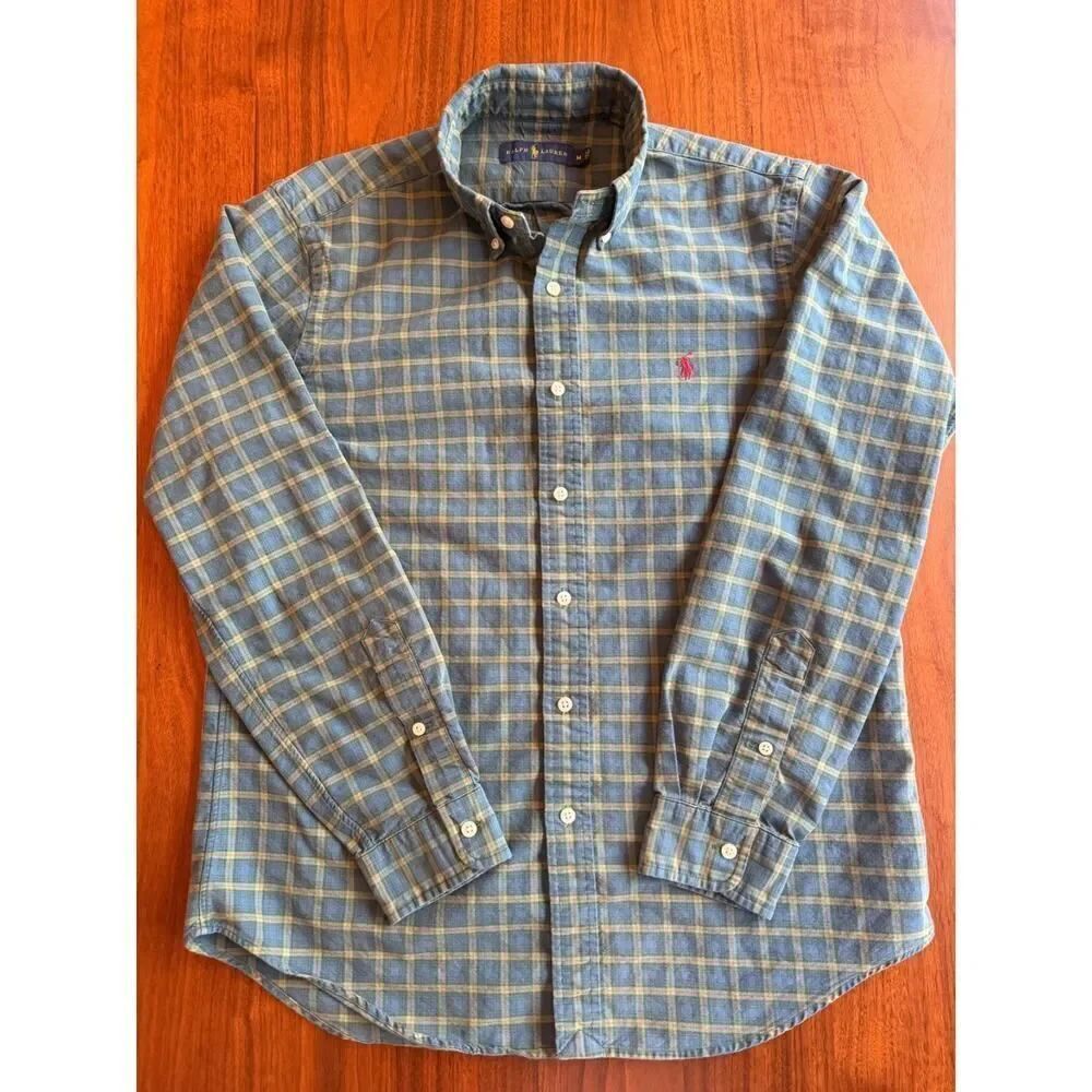 Polo Ralph Lauren Men's Green Plaid Long Sleeve Button-Down - Size M